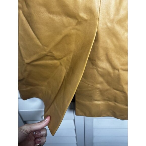Oscar De La Renta Cognac Leather Pencil Skirt Women's Size 2 - Picture 5 of 11
